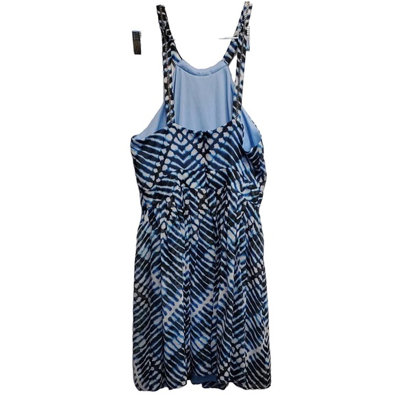 CALVIN Klein Women's Blue White Black Tank Flowy Petite Dress Size 8P - Picture 3 of 6